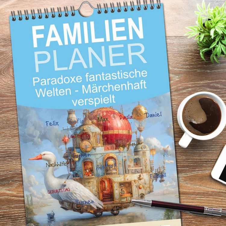 Produktbild: Familienplaner 2026 - Paradoxe fantastische Welten - M&auml;rchenhaft verspielt mit 5 Spalten (Wandkalender, 21 x 45 cm) CALVENDO