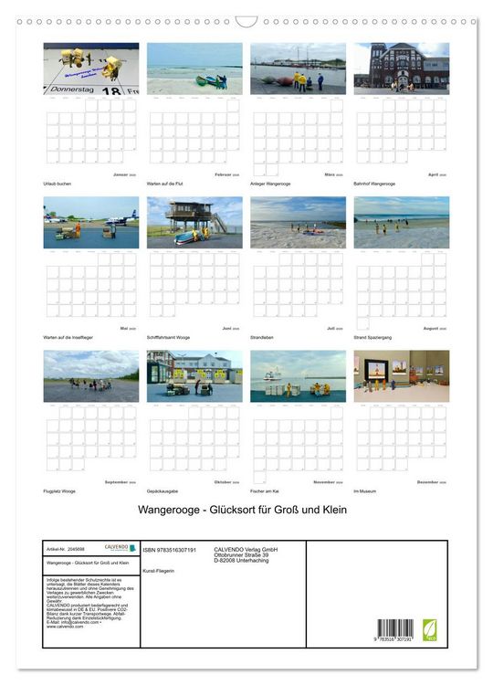 Produktbild: Wangerooge - Gl&uuml;cksort f&uuml;r Gro&szlig; und Klein (Wandkalender 2026 DIN A2 hoch), CALVENDO Monatskalender