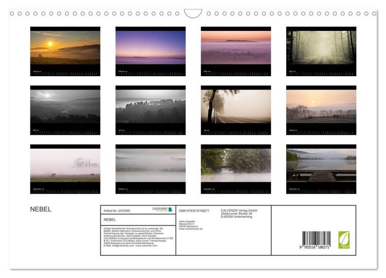 Produktbild: NEBEL (Wandkalender 2026 DIN A3 quer), CALVENDO Monatskalender