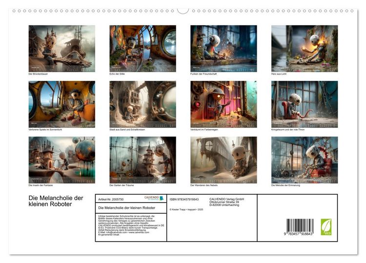 Produktbild: Die Melancholie der kleinen Roboter (hochwertiger Premium Wandkalender 2026 DIN A2 quer), Kunstdruck in Hochglanz