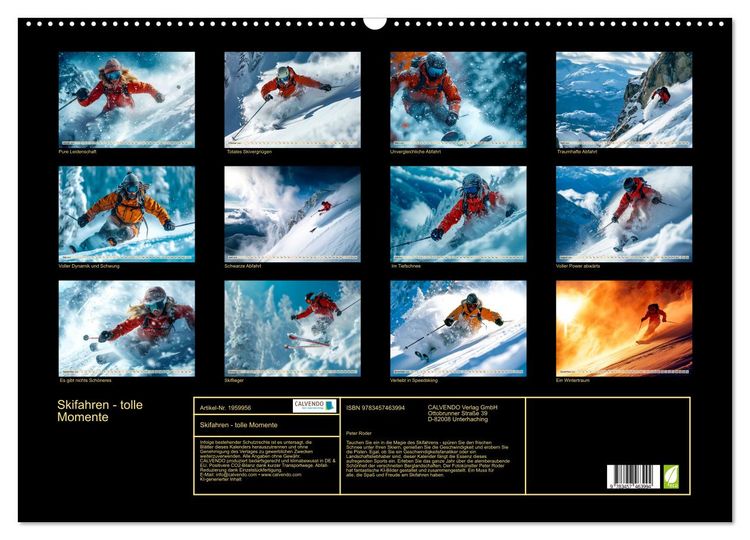 Produktbild: Skifahren - tolle Momente (Wandkalender 2026 DIN A2 quer), CALVENDO Monatskalender