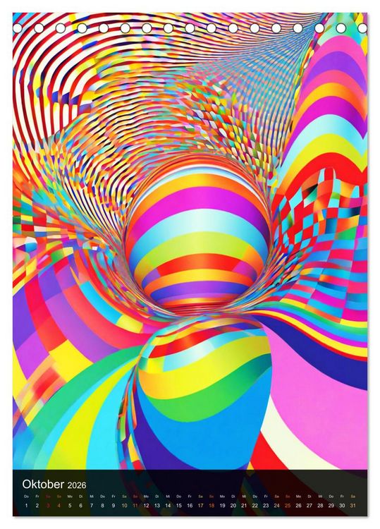 Produktbild: OP Art Nichts f&uuml;r schwache Augen (Tischkalender 2026 DIN A5 hoch), CALVENDO Monatskalender
