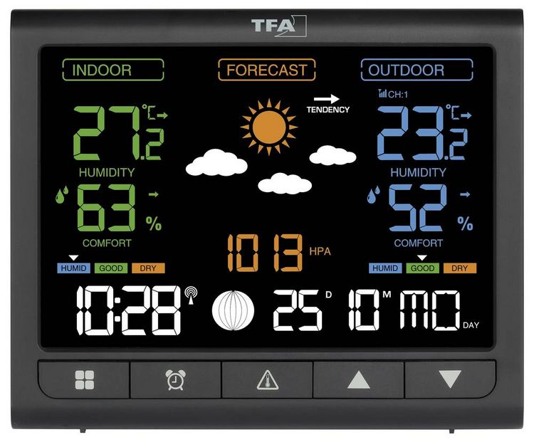 Produktbild: TFA Dostmann CONTRAST 35.1171.01 Funk-Wetterstation Vorhersage f&uuml;r 12 bis 24 Stunden Anzahl Sensoren max. 3