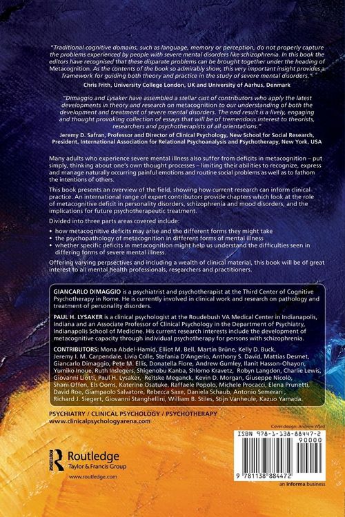 Produktbild: Metacognition and Severe Adult Mental Disorders