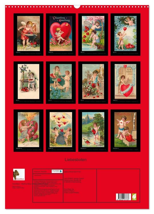Produktbild: Liebesboten (Wandkalender 2026 DIN A2 hoch), CALVENDO Monatskalender
