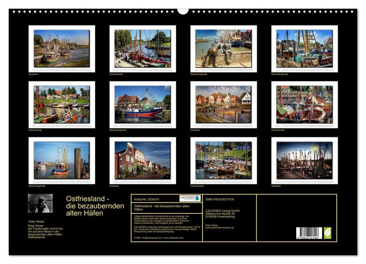 Produktbild: Ostfriesland - die bezaubernden alten H&auml;fen (Wandkalender 2026 DIN A2 quer), CALVENDO Monatskalender