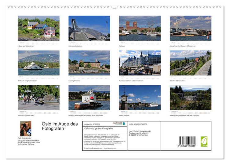 Produktbild: Oslo im Auge des Fotografen (hochwertiger Premium Wandkalender 2026 DIN A2 quer), Kunstdruck in Hochglanz