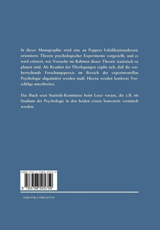 Produktbild: Theorie und Planung Psychologischer Experimente