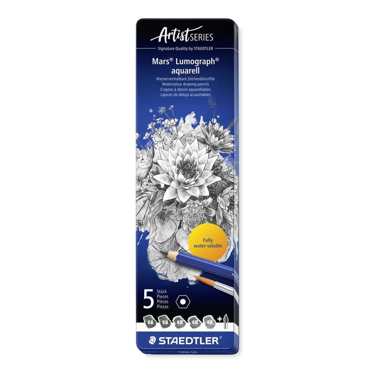 Produktbild: STAEDTLER Bleistifte Lumograph Aquarell Bleistifte, 6er Set, 5 Bleistifte + 1 Pinsel