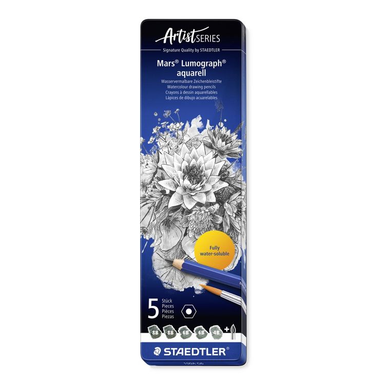 Produktbild: STAEDTLER Bleistifte Lumograph Aquarell Bleistifte, 6er Set, 5 Bleistifte + 1 Pinsel