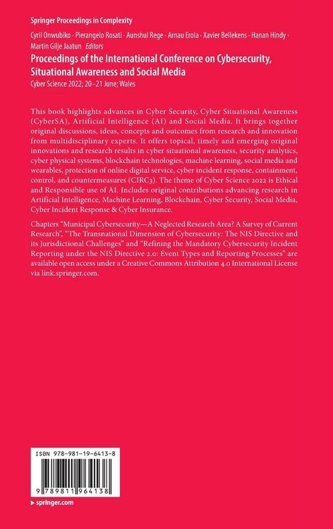 Produktbild: Proceedings of the International Conference on Cybersecurity, Situational Awareness and Social Media
