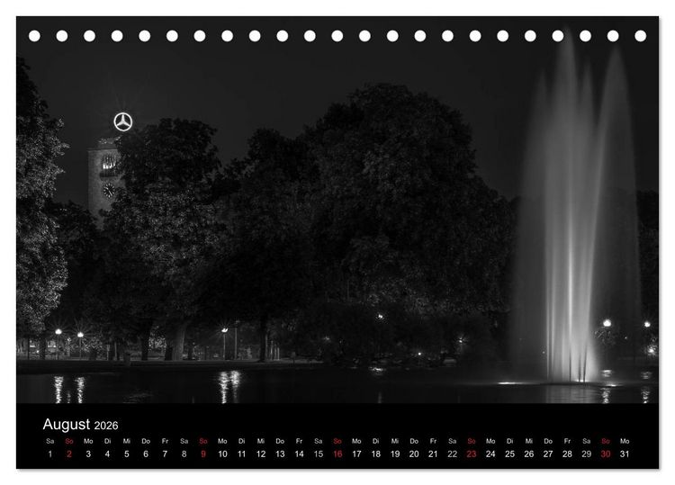Produktbild: Stuttgart bei Nacht (Tischkalender 2026 DIN A5 quer), CALVENDO Monatskalender