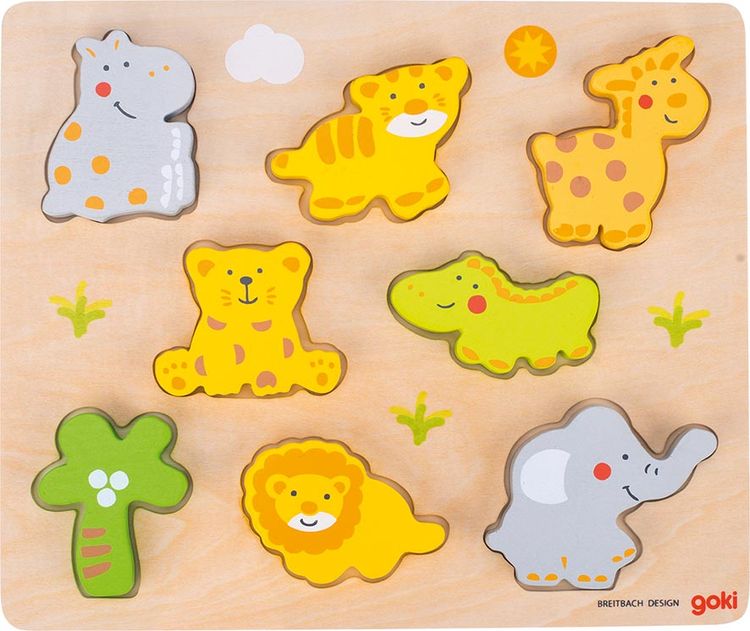Produktbild: Goki 57809 - Einlegepuzzle Wilde Tiere