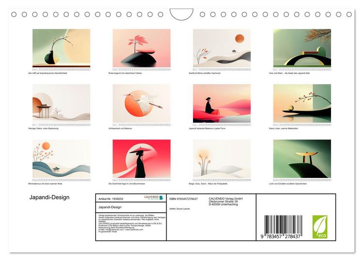 Produktbild: Japandi-Design (Wandkalender 2026 DIN A4 quer), CALVENDO Monatskalender