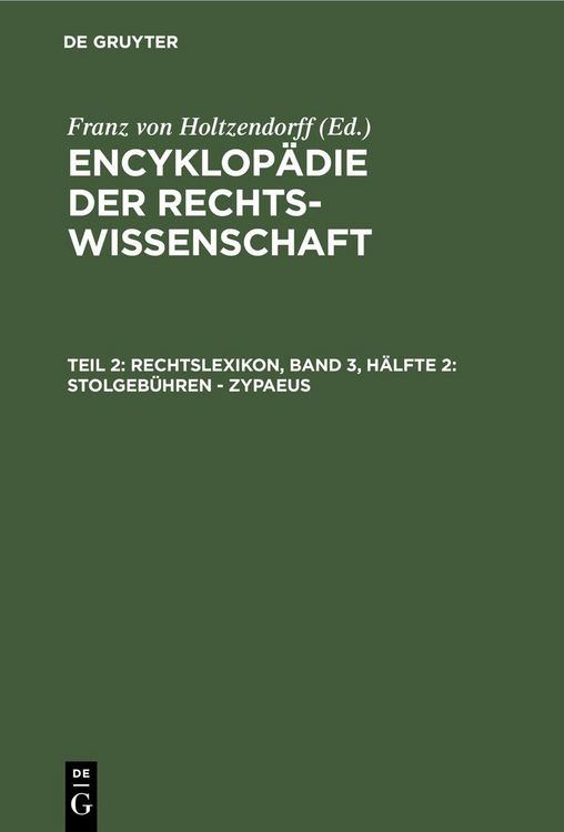 Produktbild: Rechtslexikon, Band 3, H&auml;lfte 2: Stolgeb&uuml;hren - Zypaeus