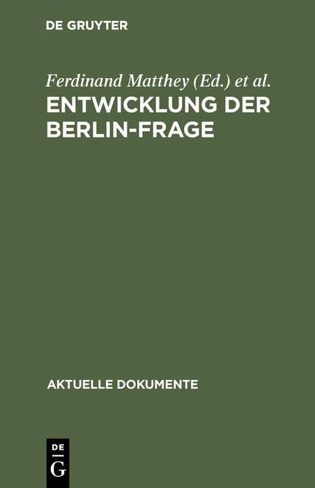 Produktbild: Entwicklung der Berlin-Frage