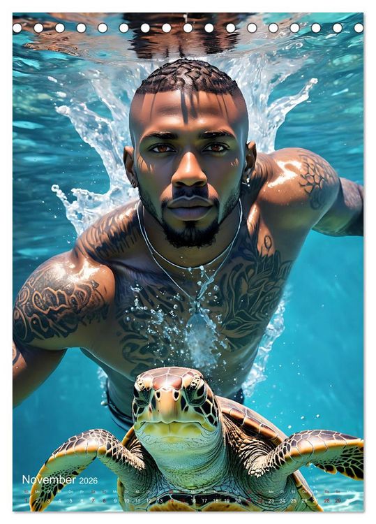Produktbild: Athletische Kerle - Muskeln, Tattoos und Wassertiere (Tischkalender 2026 DIN A5 hoch), CALVENDO Monatskalender