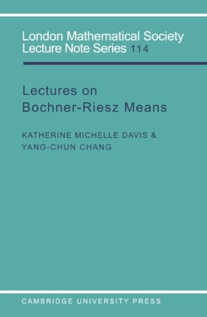 Produktbild: Lectures on Bochner-Riesz Means