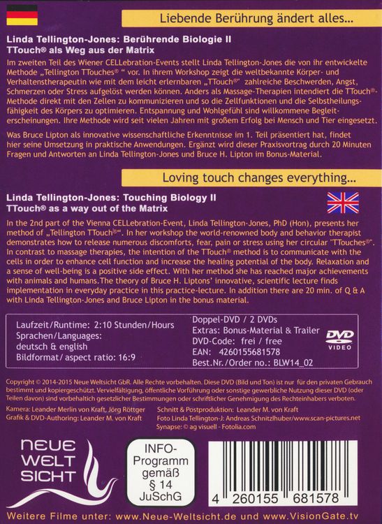 Produktbild: Ber&uuml;hrende Biologie II - TTouch - der Weg aus der Matrix - Doppel-DVD D/E