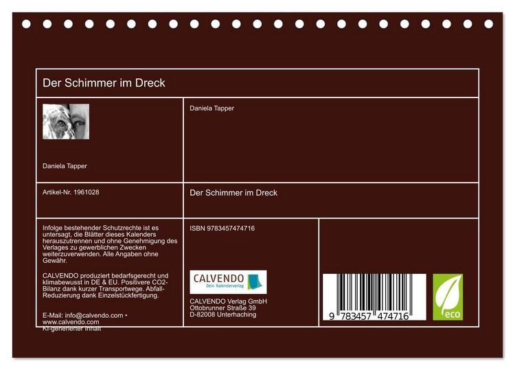 Produktbild: Der Schimmer im Dreck (Tischkalender 2026 DIN A5 quer), CALVENDO Monatskalender