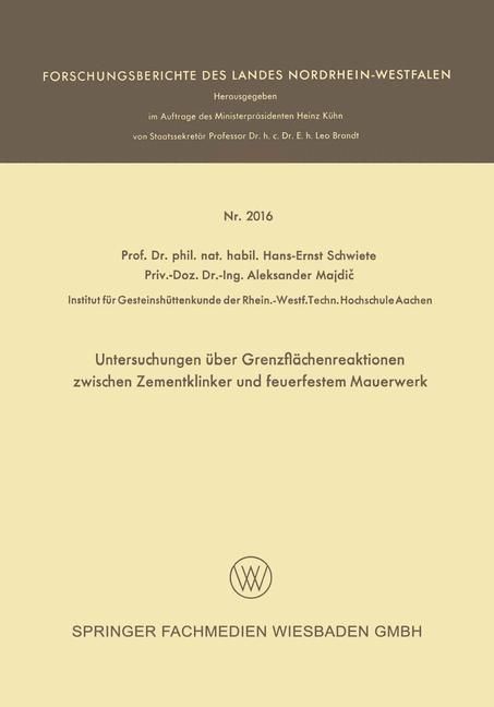 Produktbild: Untersuchungen &uuml;ber Grenzfl&auml;chenreaktionen zwischen Zementklinker und feuerfestem Mauerwerk