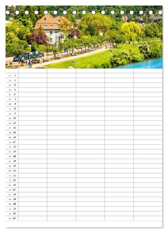 Produktbild: Heidelberger Familienkalender (Tischkalender 2027 DIN A5 hoch), CALVENDO Monatskalender