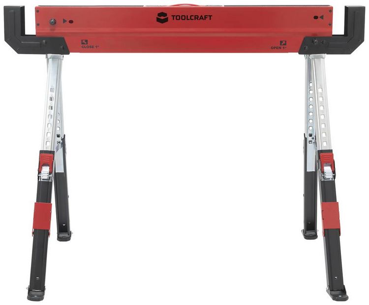 Produktbild: TOOLCRAFT TO-7726197 Stahl S&auml;gebock h&ouml;henverstellbar 300 kg (B x H x T) 520 x 620 x 1088 mm 9.3 kg 1 St.