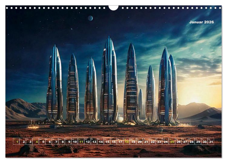 Produktbild: Pionierbauten auf fremden Planeten (Wandkalender 2026 DIN A3 quer), CALVENDO Monatskalender