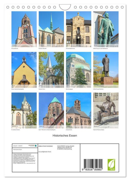Produktbild: Historisches Essen (Wandkalender 2026 DIN A4 hoch), CALVENDO Monatskalender