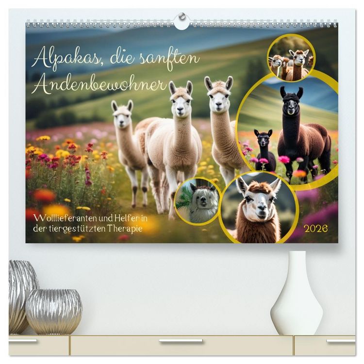 Produktbild: Alpakas, die sanften Andenbewohner (hochwertiger Premium Wandkalender 2026 DIN A2 quer), Kunstdruck in Hochglanz