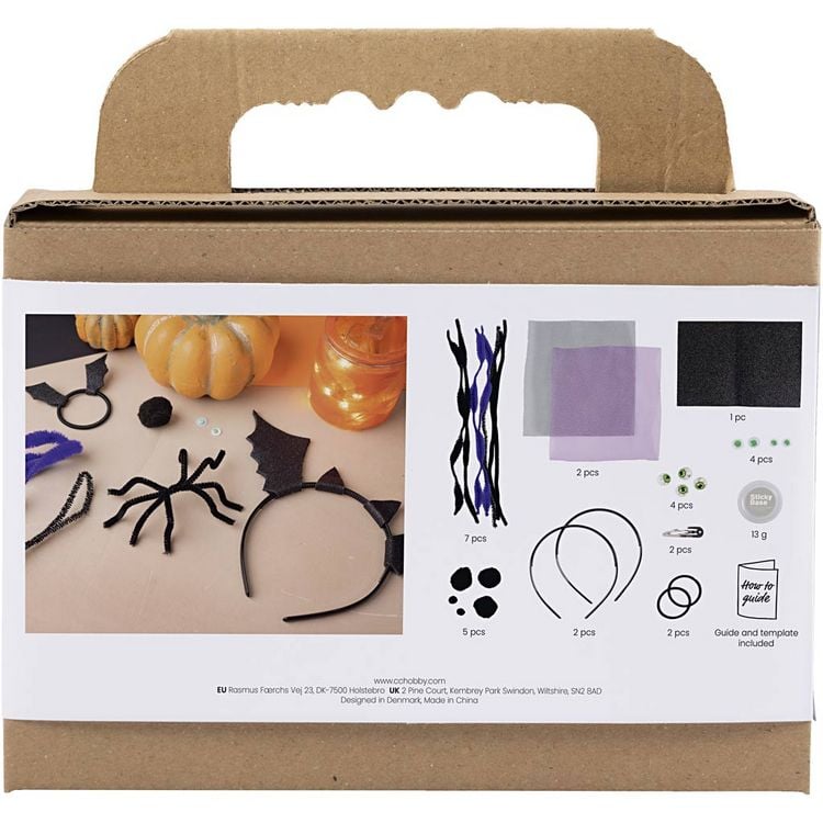 Produktbild: Creativ Company Mini Kreativ Set Gruseliges Kost&uuml;m, Haarb&auml;nder, Haarspangen und Haargummis, Schwarz, Flieder, Purpur