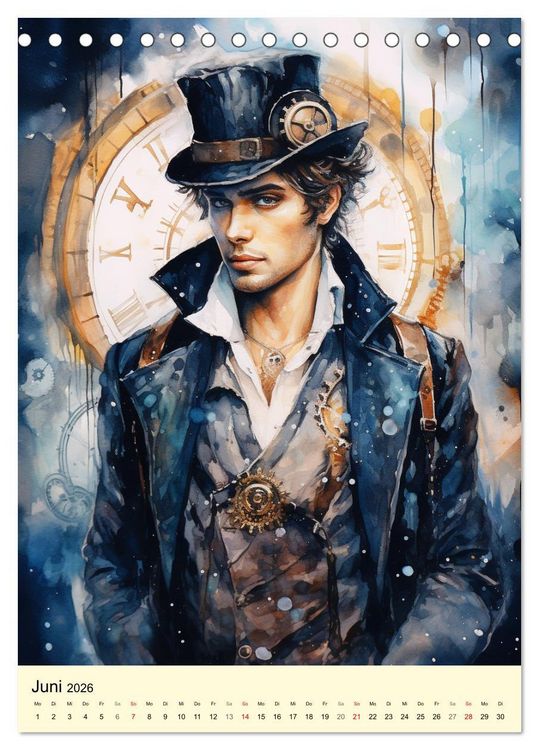 Produktbild: Steampunk Boys. Verwegene M&auml;nnlichkeit (Tischkalender 2026 DIN A5 hoch), CALVENDO Monatskalender