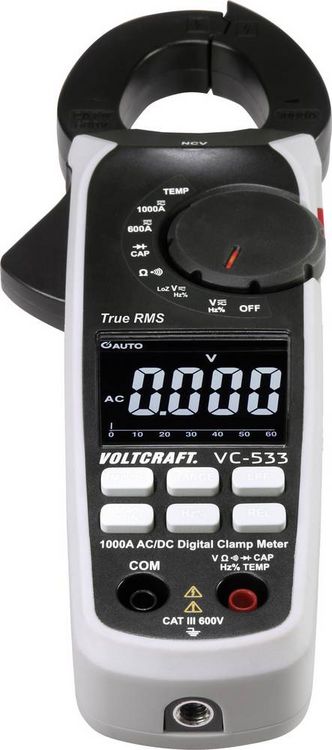 Produktbild: VOLTCRAFT VC-533 Stromzange digital CAT III 600V Anzeige (Counts): 6000