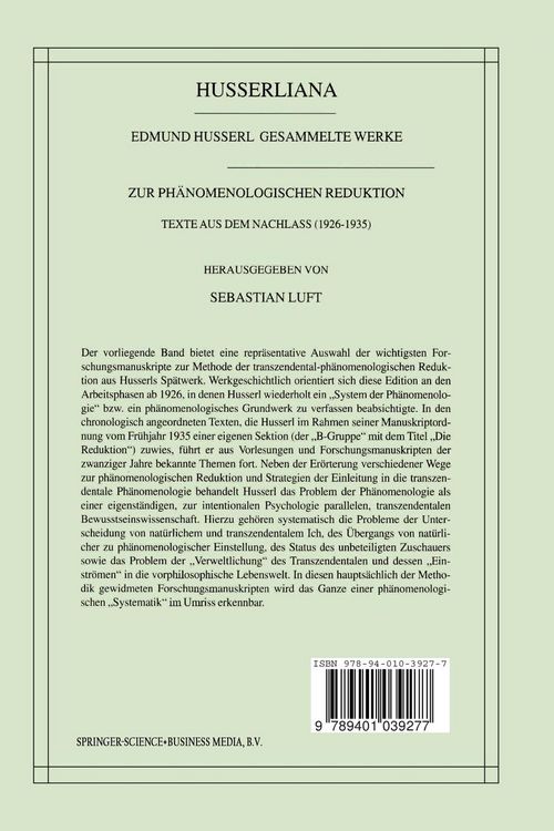 Produktbild: Zur Ph&auml;nomenologischen Reduktion