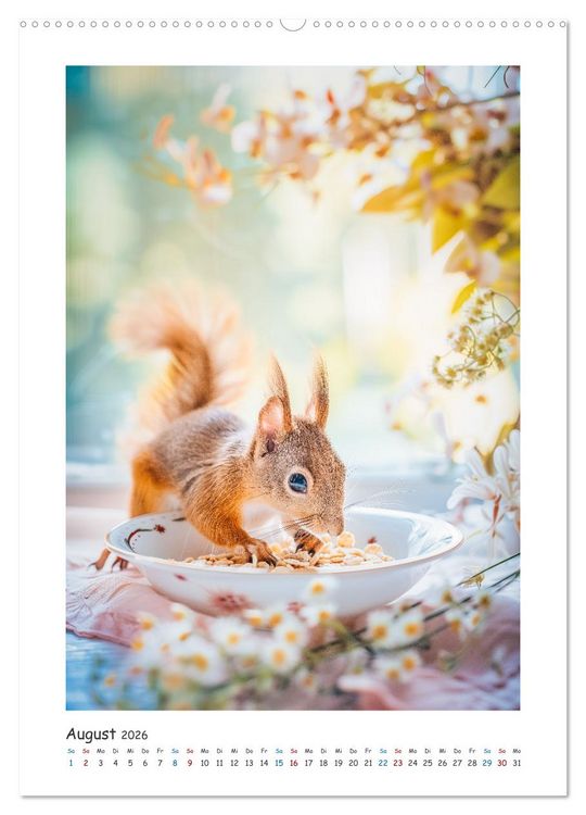 Produktbild: Lustige kleine Eichh&ouml;rnchen (Wandkalender 2026 DIN A2 hoch), CALVENDO Monatskalender