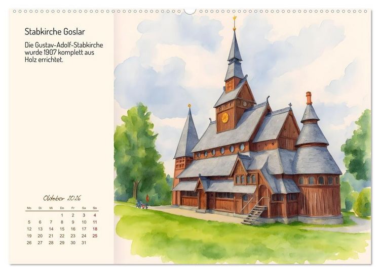 Produktbild: Deutschlands sch&ouml;nste Kirchen (hochwertiger Premium Wandkalender 2026 DIN A2 quer), Kunstdruck in Hochglanz