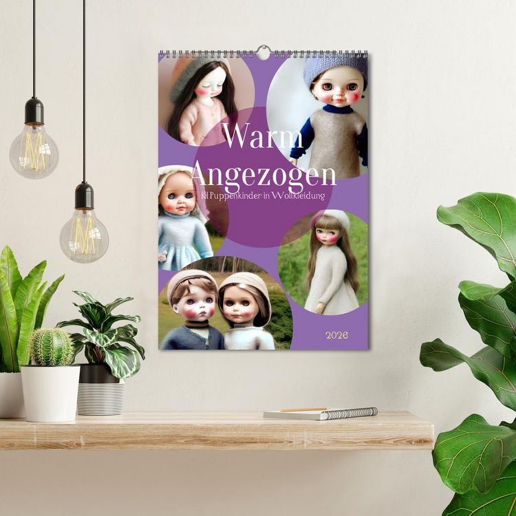 Produktbild: Warm angezogen KI Puppenkinder in Wollkleidung (Wandkalender 2026 DIN A3 hoch), CALVENDO Monatskalender