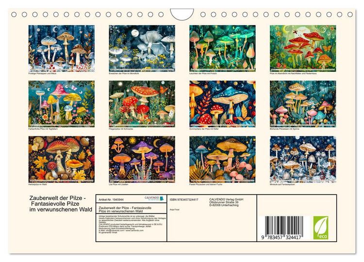 Produktbild: Zauberwelt der Pilze - Fantasievolle Pilze im verwunschenen Wald (Wandkalender 2026 DIN A4 quer), CALVENDO Monatskalender