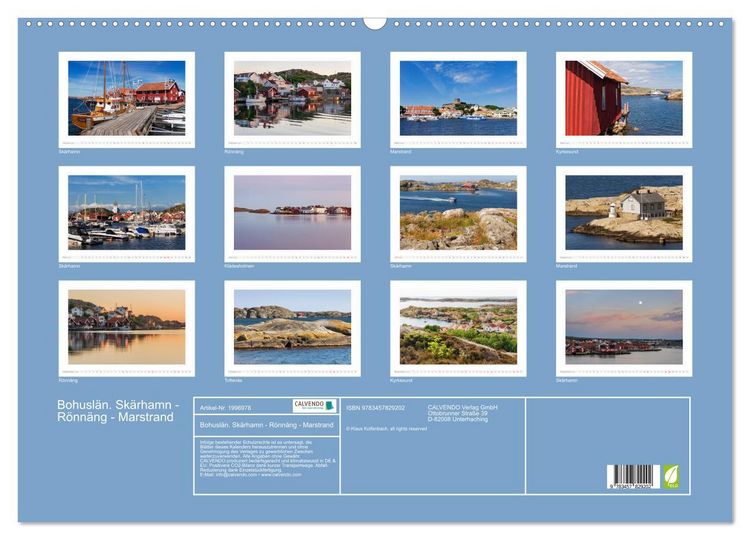 Produktbild: Bohusl&auml;n. Sk&auml;rhamn - R&ouml;nn&auml;ng - Marstrand (Wandkalender 2026 DIN A2 quer), CALVENDO Monatskalender