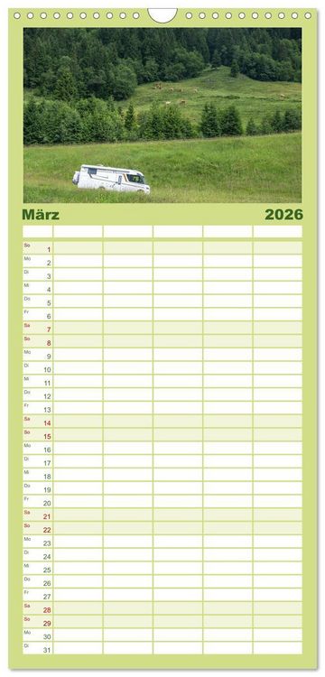 Produktbild: Familienplaner 2026 - Abenteuer Wohnmobil - Camping, Vanlife, Roadtrips mit 5 Spalten (Wandkalender, 21 x 45 cm) CALVENDO