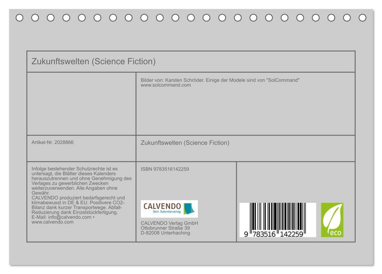 Produktbild: Zukunftswelten (Science Fiction) (Tischkalender 2026 DIN A5 quer), CALVENDO Monatskalender