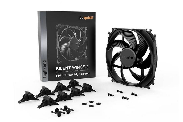 Produktbild: BeQuiet SILENT WINGS 4 PC-Geh&auml;use-L&uuml;fter Schwarz (B x H x T) 140 x 25 x 140 mm