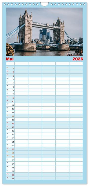 Produktbild: Familienplaner 2026 - London - Die faszinierende Hauptstadt Englands. mit 5 Spalten (Wandkalender, 21 x 45 cm) CALVENDO