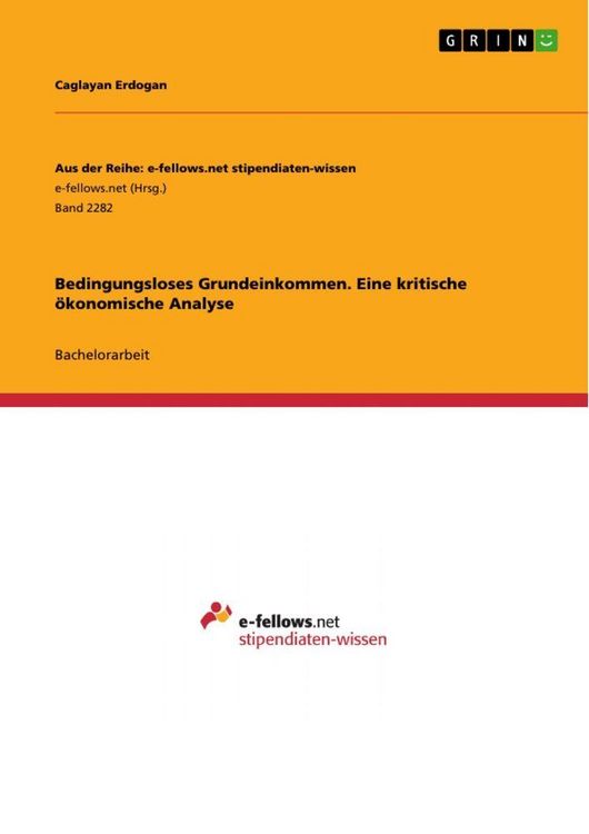 Produktbild: Bedingungsloses Grundeinkommen. Eine kritische &ouml;konomische Analyse