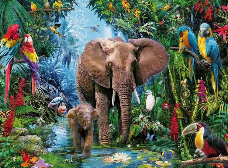 Produktbild: Puzzle Ravensburger Dschungelelefanten 150 Teile XXL