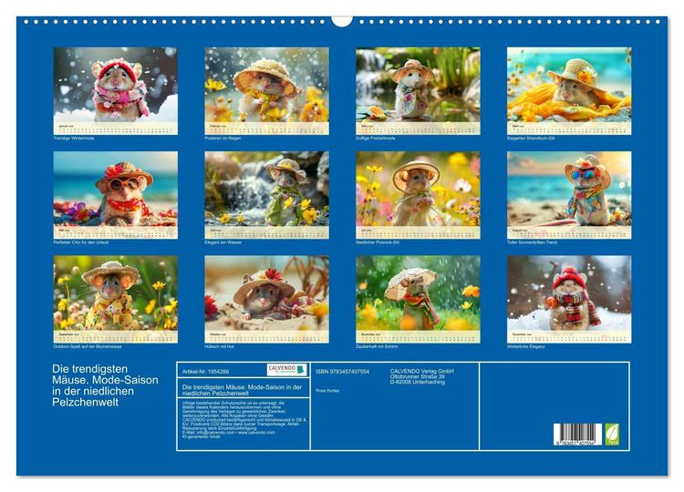 Produktbild: Die trendigsten M&auml;use. Mode-Saison in der niedlichen Pelzchenwelt (Wandkalender 2026 DIN A2 quer), CALVENDO Monatskalender
