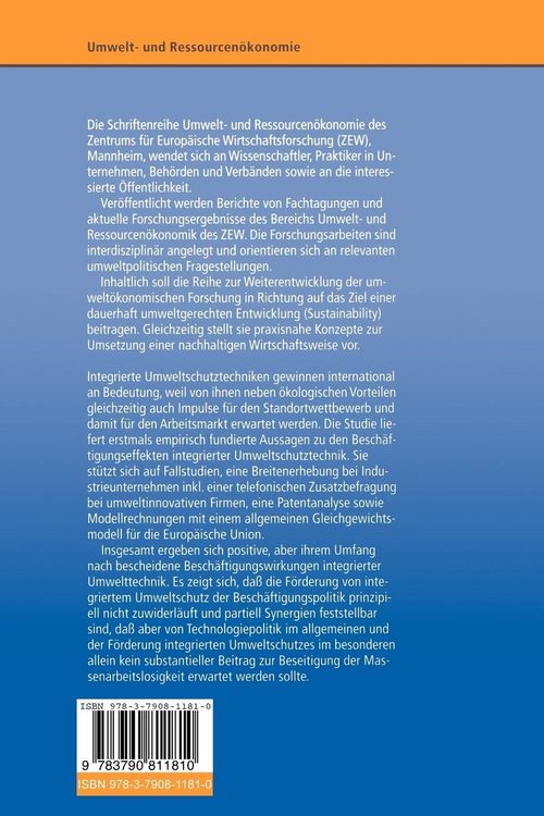 Produktbild: Besch&auml;ftigungswirkungen des &Uuml;bergangs zu integrierter Umwelttechnik