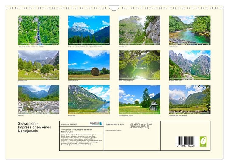 Produktbild: Slowenien - Impressionen eines Naturjuwels (Wandkalender 2026 DIN A3 quer), CALVENDO Monatskalender