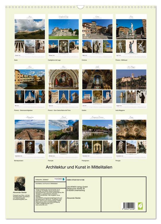 Produktbild: Architektur und Kunst in Mittelitalien (Wandkalender 2026 DIN A2 hoch), CALVENDO Monatskalender