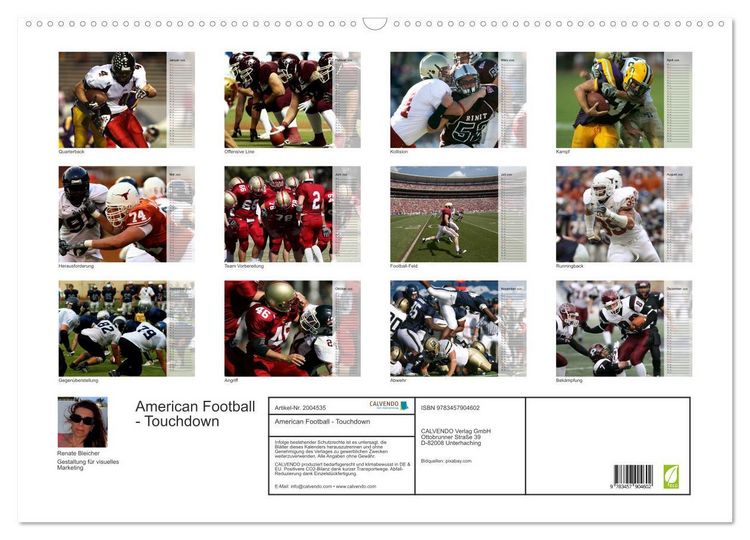 Produktbild: American Football - Touchdown (Wandkalender 2026 DIN A2 quer), CALVENDO Monatskalender